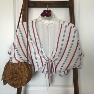 Wild Honey Striped Tie in Front Crop Top SZ XS